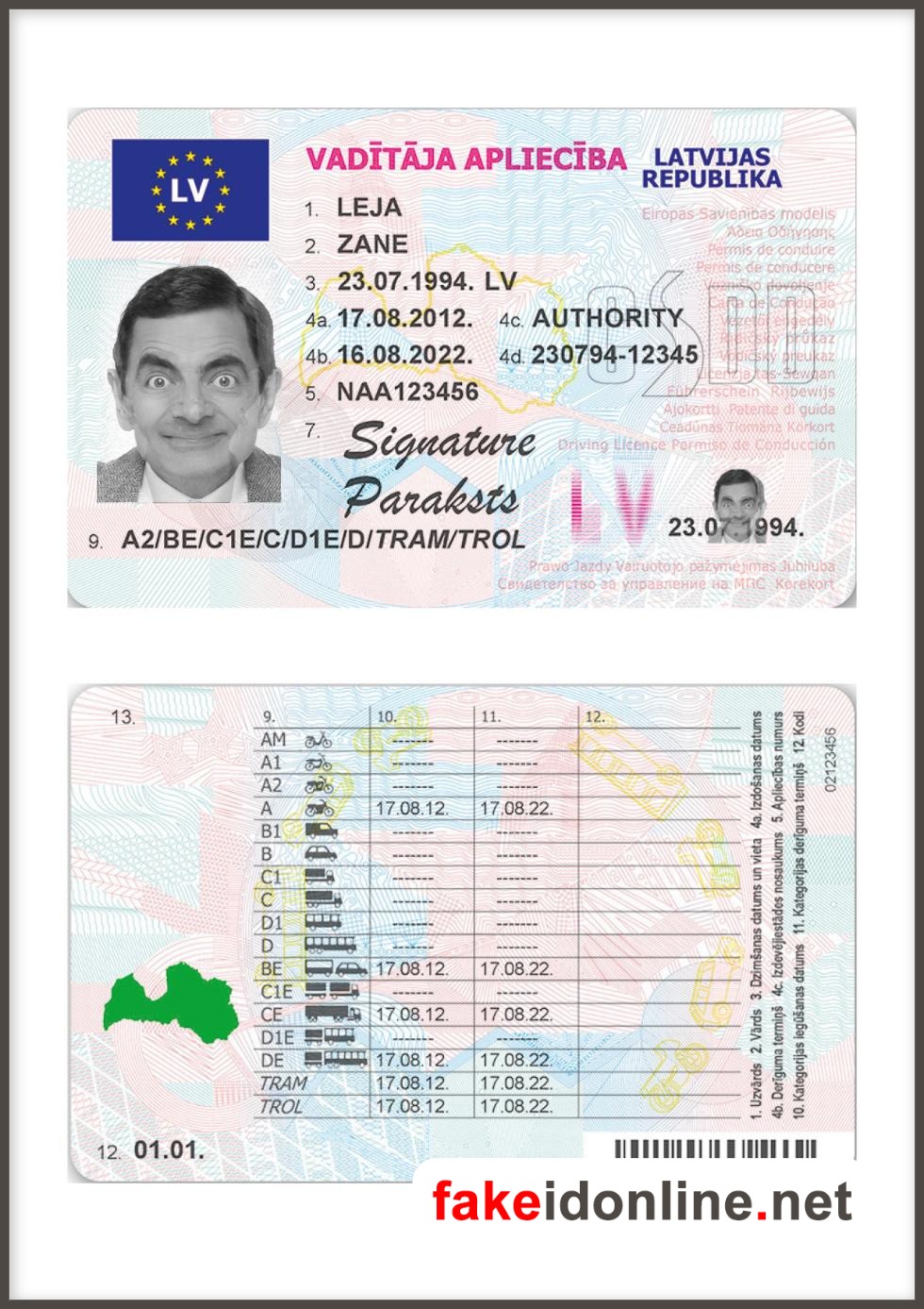 Latvia Driver License PSD Template